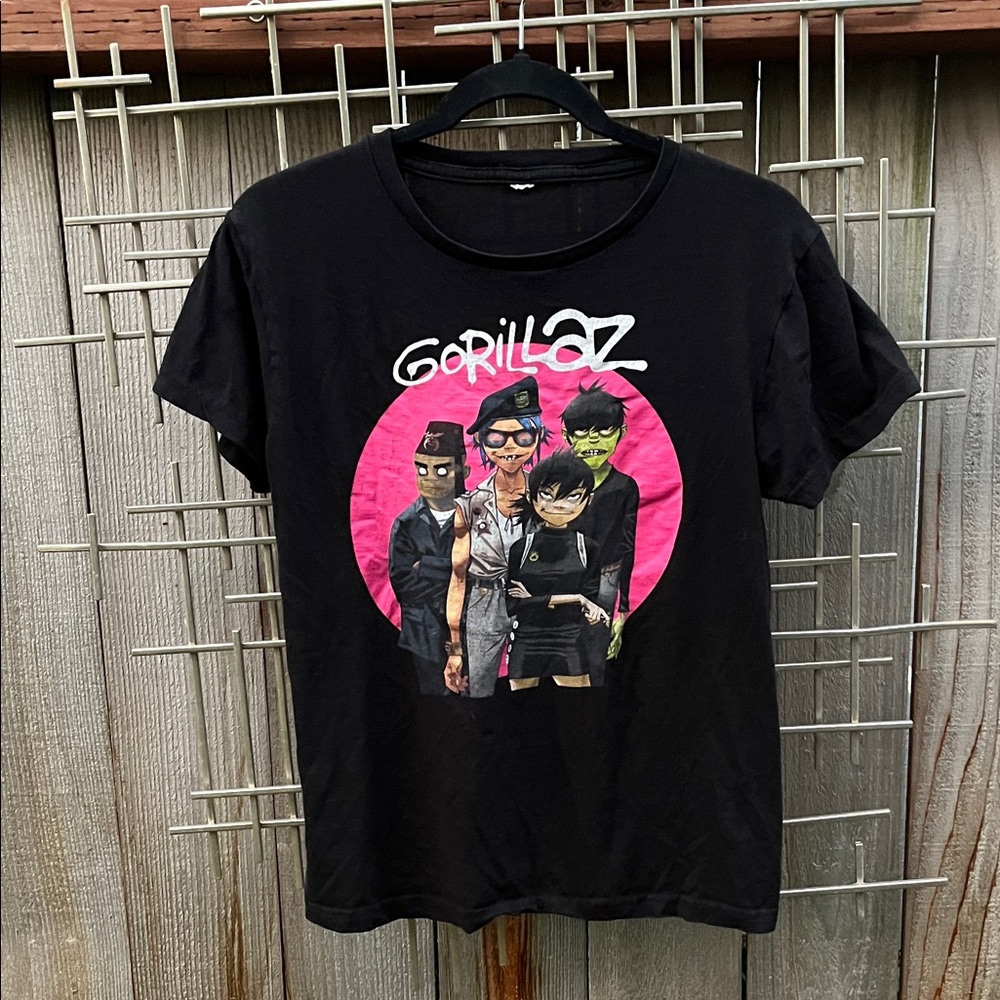Black Graphic Tee with Pink Accent